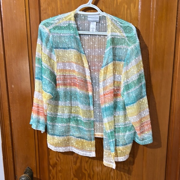 Alfred Donner Colorful Striped Open Cardigan size petite extra large - Picture 1 of 3